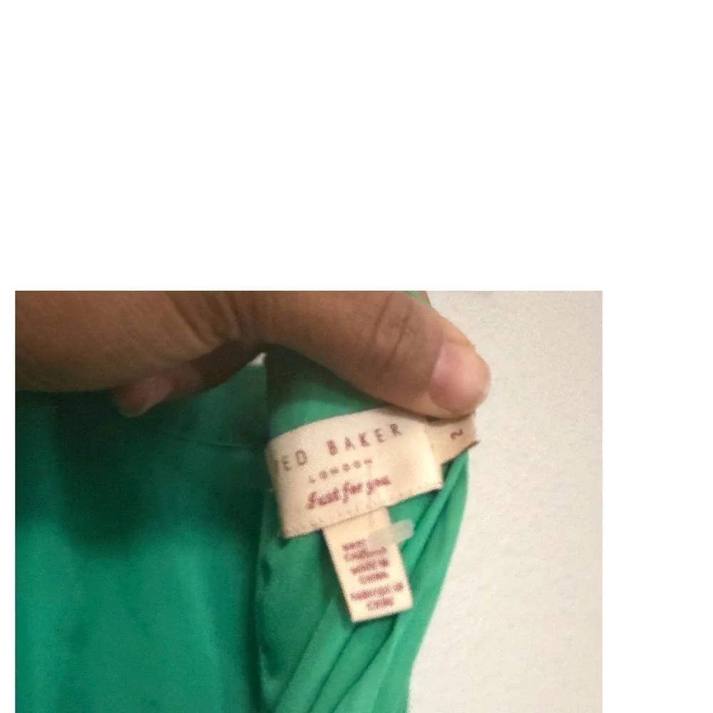 Ted Baker London Green Pleated Midi Dress Size 6 Kentucky‎ Derby Garden - Picture 8 of 11